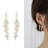 Classic Luxury Gold Color Elegant AAA+ Cubic Zirconia Diamonds Crystal Dangle Earrings