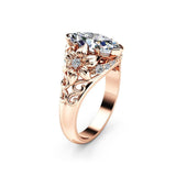 Classic Solitaire Ring with Marquise Shape AAA+ Cubic Zirconia Diamonds Prong Setting - The Jewellery Supermarket