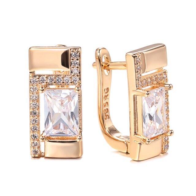 Classic Stud Earrings 585 Rose Gold White Natural AAA+ Zircon Earrings - The Jewellery Supermarket