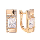 Classic Stud Earrings 585 Rose Gold White Natural AAA+ Zircon Earrings