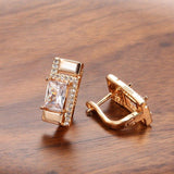 Classic Stud Earrings 585 Rose Gold White Natural AAA+ Zircon Earrings - The Jewellery Supermarket