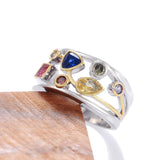 Colourful Round Square Pear Triangles AAA Zircon Crystals Ring - The Jewellery Supermarket