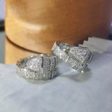 Creative Shape Snake Shape 925 Silver Colour Luxury Eternity Ring - The Jewellery Supermarket