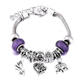 Crown Charm Lobster Buckle Snake Chain Beaded Bangles - The Jewellery Supermarket
