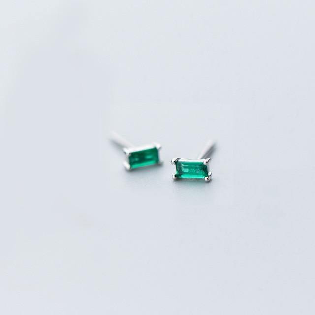 Cute Minimalist Stud Earrings Geometric Square Green Zircon Gold Colour- Wholesale Prices by Jewellery Supermarket - The Jewellery Supermarket