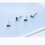 Cute Minimalist Stud Earrings Geometric Square Green Zircon Gold Colour- Wholesale Prices by Jewellery Supermarket - The Jewellery Supermarket