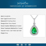 Dazzling 925 Silver Pendant Necklace with Water Drop Shape Emerald Zircon - Best Online Prices by Jewellery Supermarket - The Jewellery Supermarket