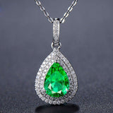 Dazzling 925 Silver Pendant Necklace with Water Drop Shape Emerald Zircon - Best Online Prices by Jewellery Supermarket - The Jewellery Supermarket