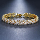 Dazzling High Quality Zircon White Yellow Gold Color Bracelet - Lowest Online Prices by Jewellery Supermarket - The Jewellery Supermarket
