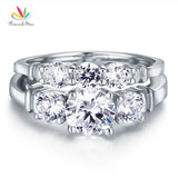 Dazzling Round Cut 2-Pcs Simulated Lab Diamond Silver Promise Engagement Ring Set - The Jewellery Supermarket