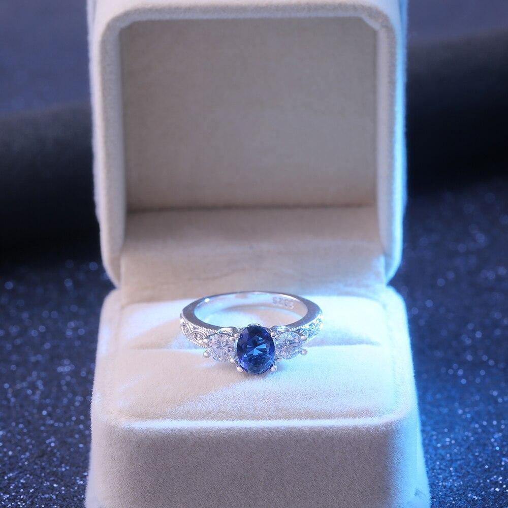 Deep Blue Stone Ancient Pattern Mysterious Charm AAA CZ Crystal Ring - The Jewellery Supermarket
