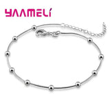 Delicate  S925 Sterling Silver Cute Round Beads Bracelet Anklet - Best Online Prices by Jewellery Supermarket