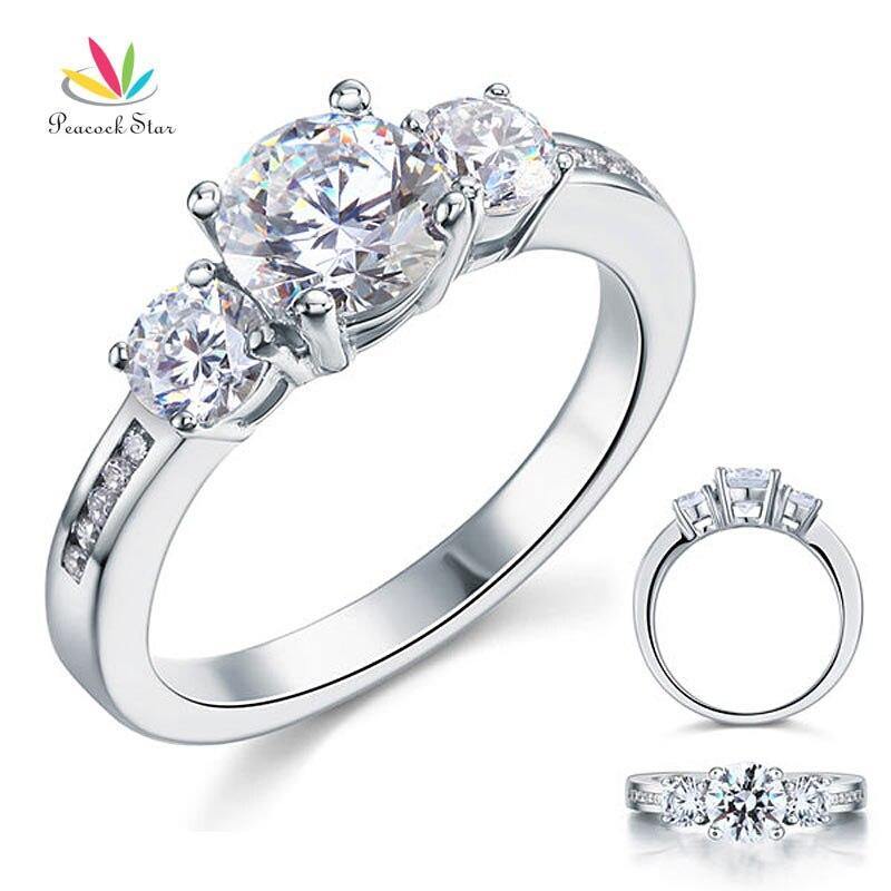Elegant 1.25 Ct Three-Stone Simulated Lab Diamond Silver Wedding Engagement Luxury Ring - The Jewellery Supermarket