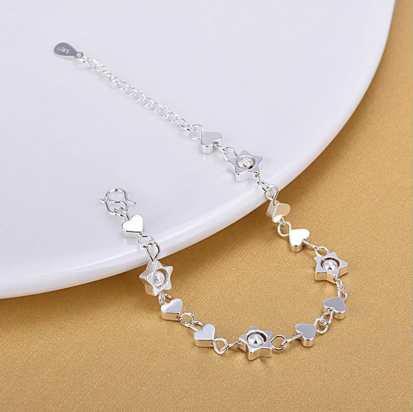 Elegant 925 Silver Bracelets Anklets Star Heart Design- Wholesale Prices by Jewellery Supermarket - The Jewellery Supermarket