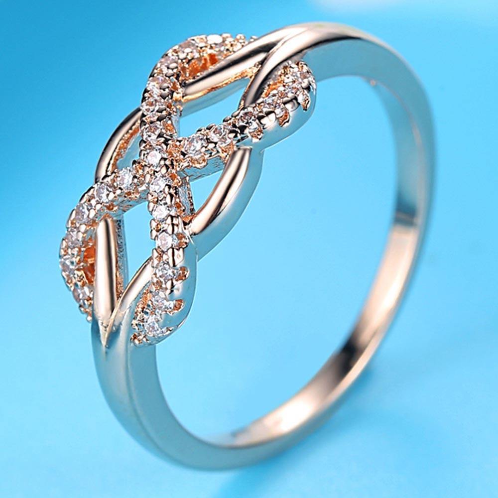 Elegant AAA Cubic Zirconia Crystal Infinity Rose Gold Color Ring- Best Online Prices by Jewellery Supermarket - The Jewellery Supermarket