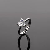 Elegant Silver Heart Shape Inlaid AAA+ Zircon Diamond Jewellery Ring - The Jewellery Supermarket