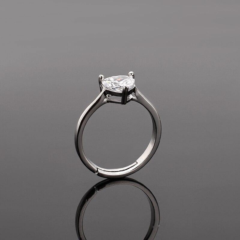 Elegant Silver Heart Shape Inlaid AAA+ Zircon Diamond Jewellery Ring - The Jewellery Supermarket