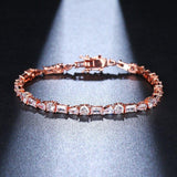 Elegant Sparkling Square Exquisite AAA+ Cubic Zirconia Diamonds Tennis Bracelet