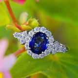 Elegant Vintage Boho Ring With Deep Blue AAA Cubic Zirconia Crystals Ring - The Jewellery Supermarket