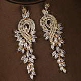 Elegant Zirconia Luxury Silver Color AAA+ Cubic Zirconia Diamonds Long Earrings - The Jewellery Supermarket