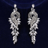 Elegant Zirconia Luxury Silver Color AAA+ Cubic Zirconia Diamonds Long Earrings
