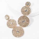 Exaggerated Multi-layer Round Drop Shiny Rhinestone Geometric Dangle Earrings - The Jewellery Supermarket