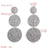 Exaggerated Multi-layer Round Drop Shiny Rhinestone Geometric Dangle Earrings - The Jewellery Supermarket