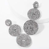 Exaggerated Multi-layer Round Drop Shiny Rhinestone Geometric Dangle Earrings - The Jewellery Supermarket