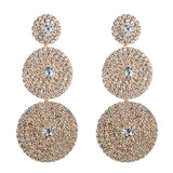 Exaggerated Multi-layer Round Drop Shiny Rhinestone Geometric Dangle Earrings - The Jewellery Supermarket