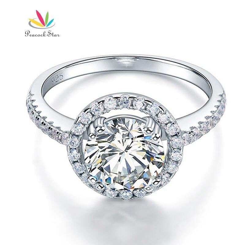 Excellent 2 Carat Simulated Lab Diamond Silver Wedding Anniversary Engagement Halo Ring - The Jewellery Supermarket
