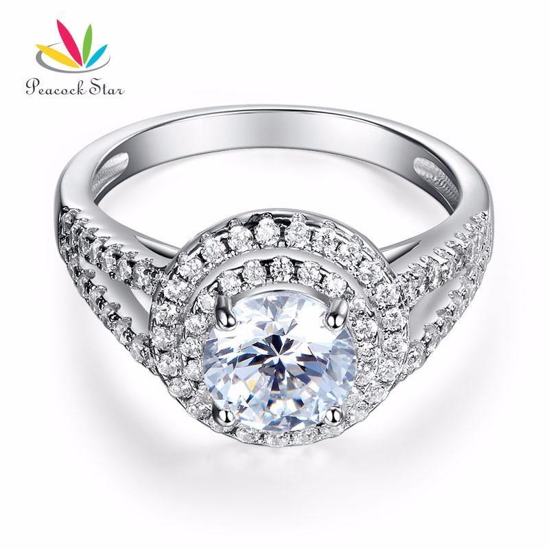 Excellent Double Halo 1.25 Ct Simulated Lab Diamond Silver Luxury Ring - The Jewellery Supermarket