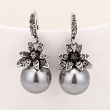 Exquisite Charming Fashion Imitation Pearl Earrings Inlaid Rhinestones