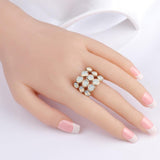 Exquisite Crystal Mosaic Opal Vintage Hot Gold Colour Fashion Ring - The Jewellery Supermarket