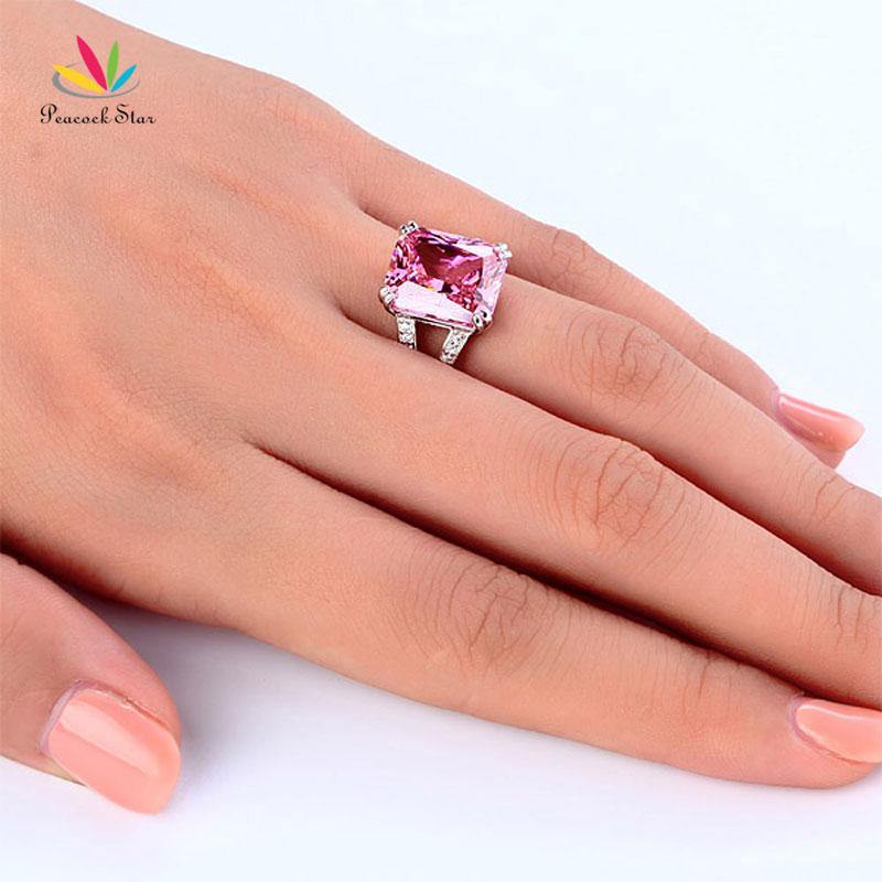 Fascinating 6 Carat Fancy Pink Simulated Lab Diamond Silver Luxury Anniversary Ring - The Jewellery Supermarket