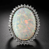Fascinating Silver 925 Jewelry Ring Oval Shape Opal Zircon Gemstone Ring - Factory Direct Prices by Jewellery Supermarket - The Jewellery Supermarket