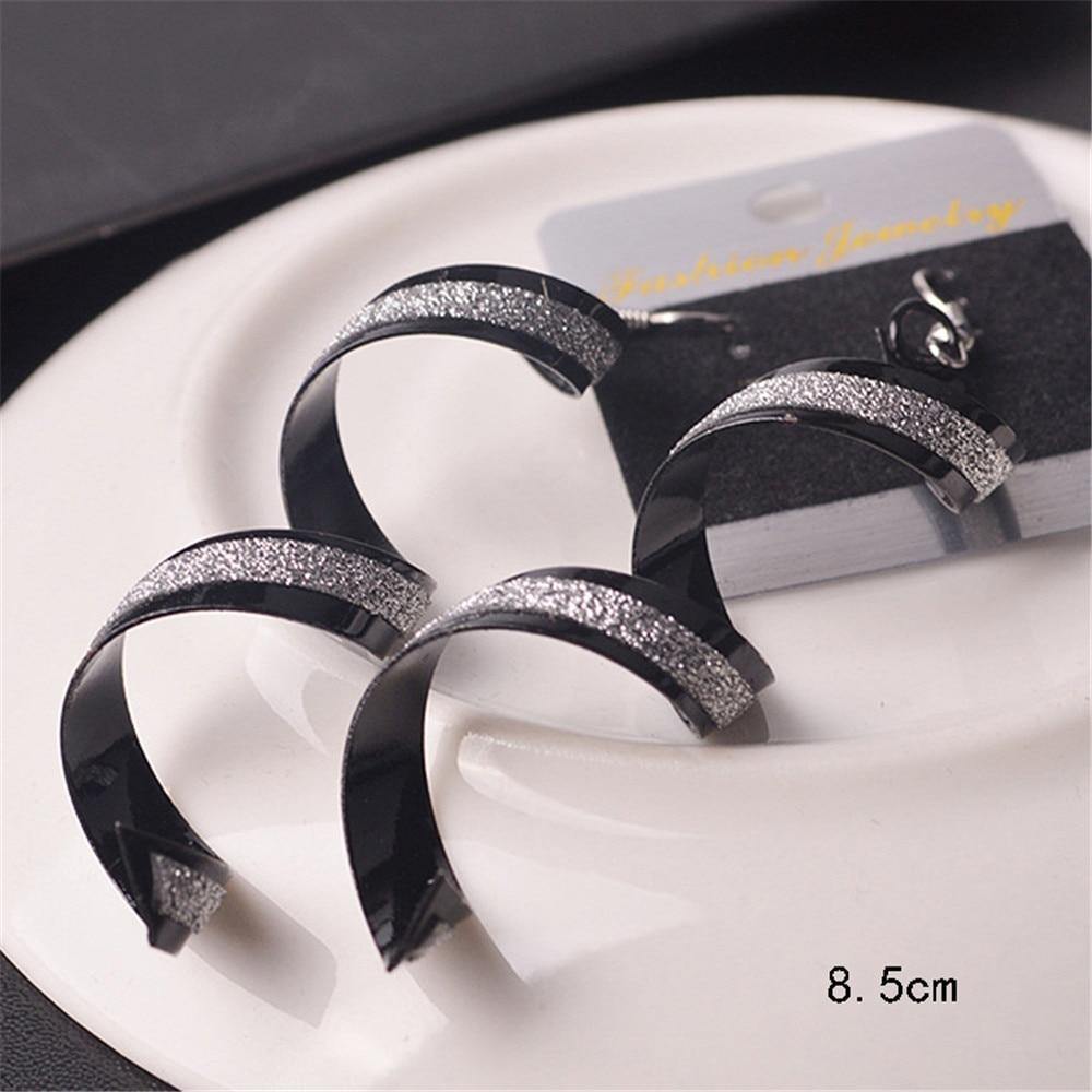 Fashion Geometric Design Gold Silver Black Spiral Twist Hanging Long Earrings - The Jewellery Supermarket