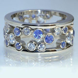 Fashion Hollowed Circle Simple Band Ring White/Blue AAA+ Cubic Zirconia Diamonds Ring - The Jewellery Supermarket