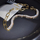 Fashion Jewelry Luxury Shiny Asymmetric Copper inlaid AAA+ Zircon Necklace