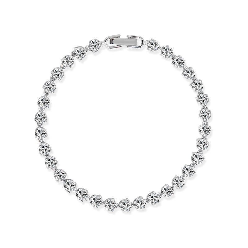 Fashion Silver AAA+ Cubic Zirconia Diamonds Circle Round Tennis Bracelet Bangle - The Jewellery Supermarket