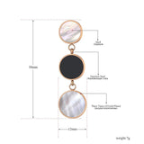 Fashion Stainless Steel 3Pcs Discs White Shell & Black Acrylic Bohemia Earrings - The Jewellery Supermarket