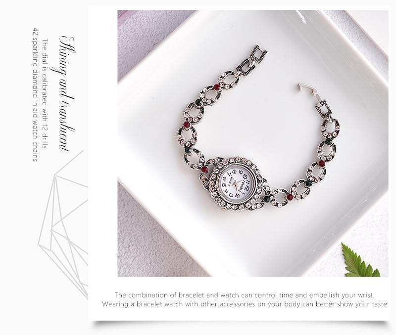 Fashion Vintage Rhinestone Diamond Crystal Women Bracelet Watch - The Jewellery Supermarket