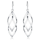 Fine High Quality Elegant 925 Sterling Silver Hanging Drop Long Earrings