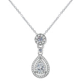 Fine Jewelry AAA+ Cubic Zirconia Diamonds Silver Color Pear Shape Little Necklace Pendant - The Jewellery Supermarket