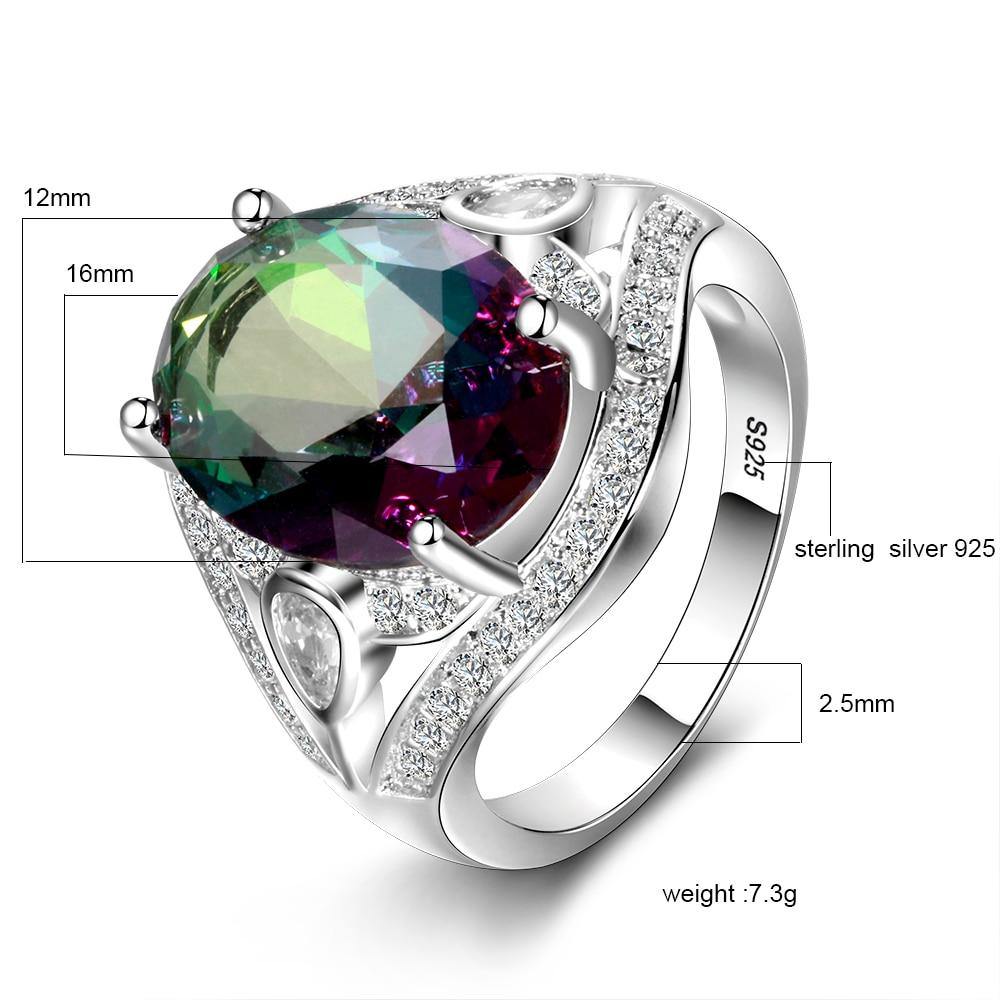 Fine Jewelry Genuine Rainbow Fire Mystic Topaz Silver Ring - The Jewellery Supermarket