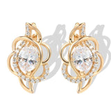 Fine Unusual Rose Gold Colour Ethnic Fashion AAA+ Zircon Diamonds Stud Earrings - The Jewellery Supermarket