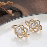 Fine Unusual Rose Gold Colour Ethnic Fashion AAA+ Zircon Diamonds Stud Earrings - The Jewellery Supermarket