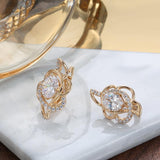 Fine Unusual Rose Gold Colour Ethnic Fashion AAA+ Zircon Diamonds Stud Earrings - The Jewellery Supermarket