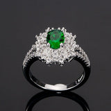 Flower Shaped Creative Design Green AAA+ Cubic Zirconia Diamonds Ring - The Jewellery Supermarket