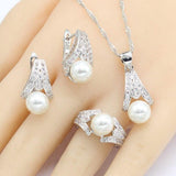 For your Special Occasions - White Freshwater Pearl Silver Color Jewelry Set - The Jewellery Supermarket