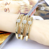 Gold Color Cuff Ethnic Rhinestone Thin Ethnic Style Bangles Bracelets - The Jewellery Supermarket